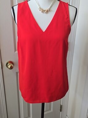 NINE WEST BRAND WOMEN'S RED LINED SUMMER V-NECK TANK TOP SIZE XS